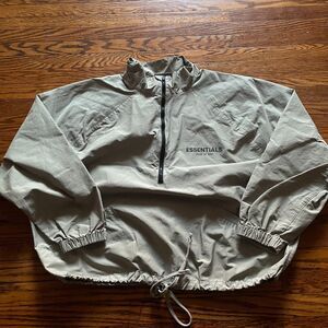 Essentials Fear Of God Half Zip Pullover Track Jacket Windbreaker Taupe Men's L